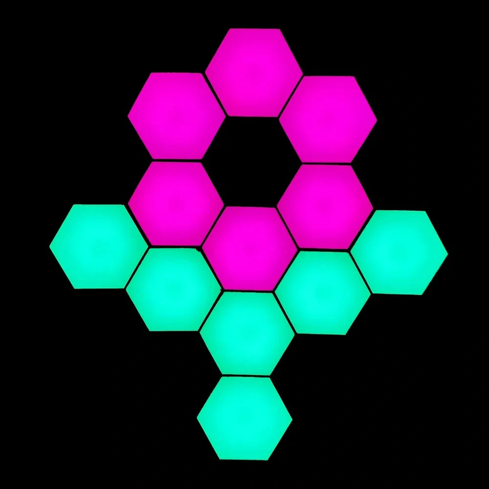Music-synced hexagon LED wall panels with 16 million colors and app control 9