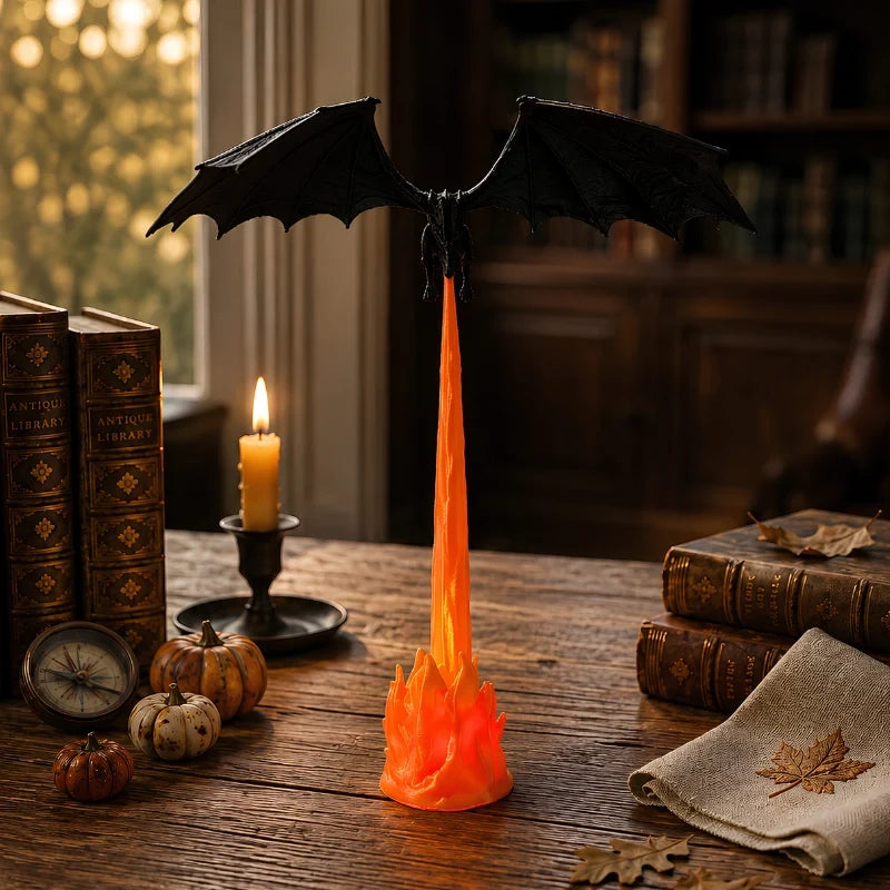 Mythical dragon night light with fire-breathing illusion effect and glowing flames 12