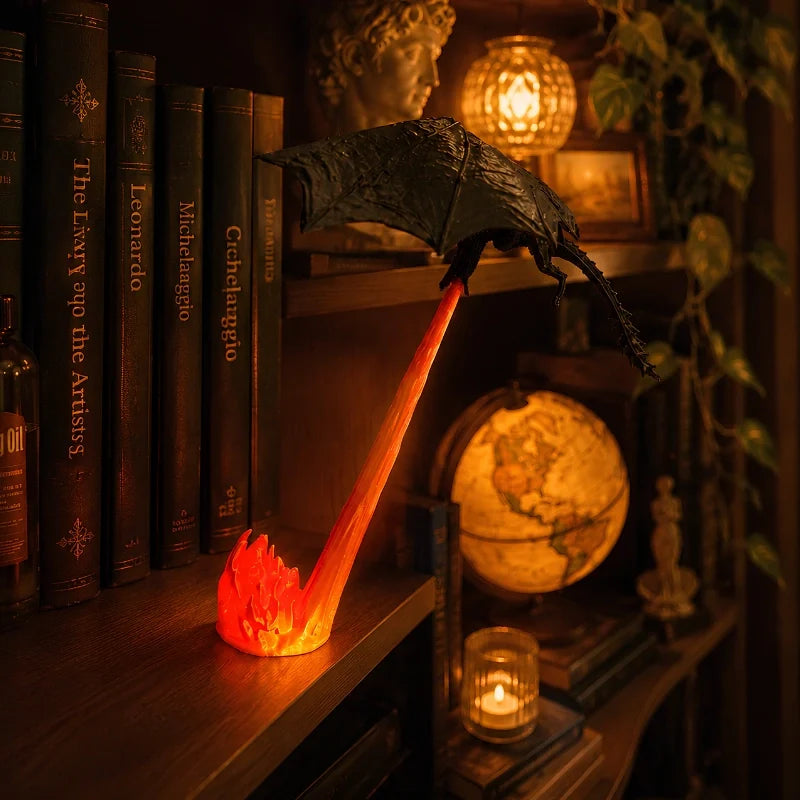 Mythical dragon night light with fire-breathing illusion effect and glowing flames 2