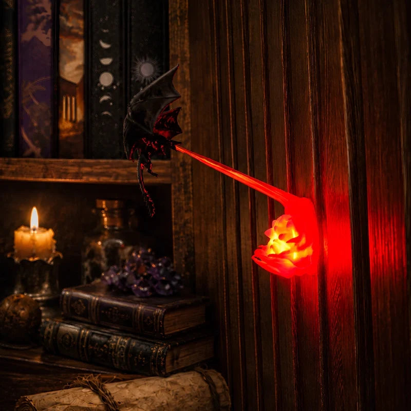 Mythical dragon night light with fire-breathing illusion effect and glowing flames 7
