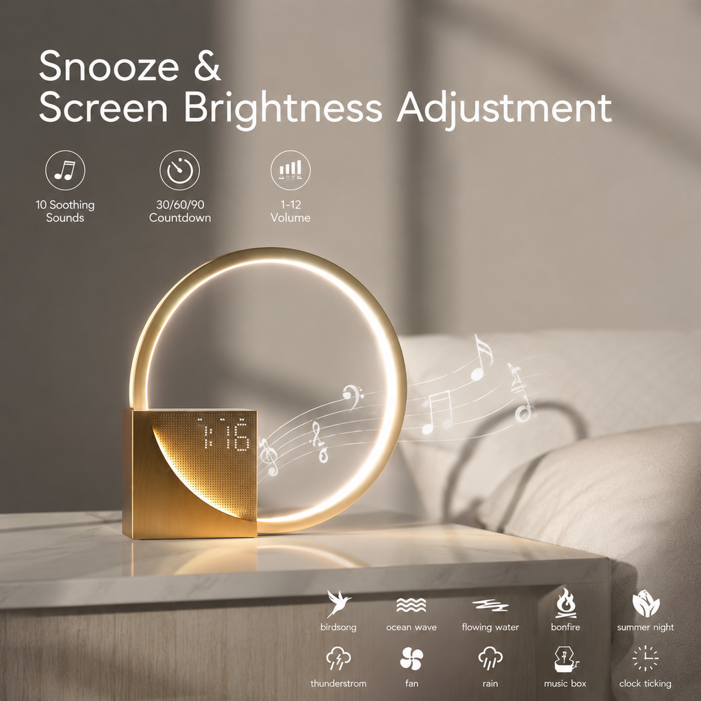 Natural Sound Bedside Lamp with touch dimmer and natural sounds. 5