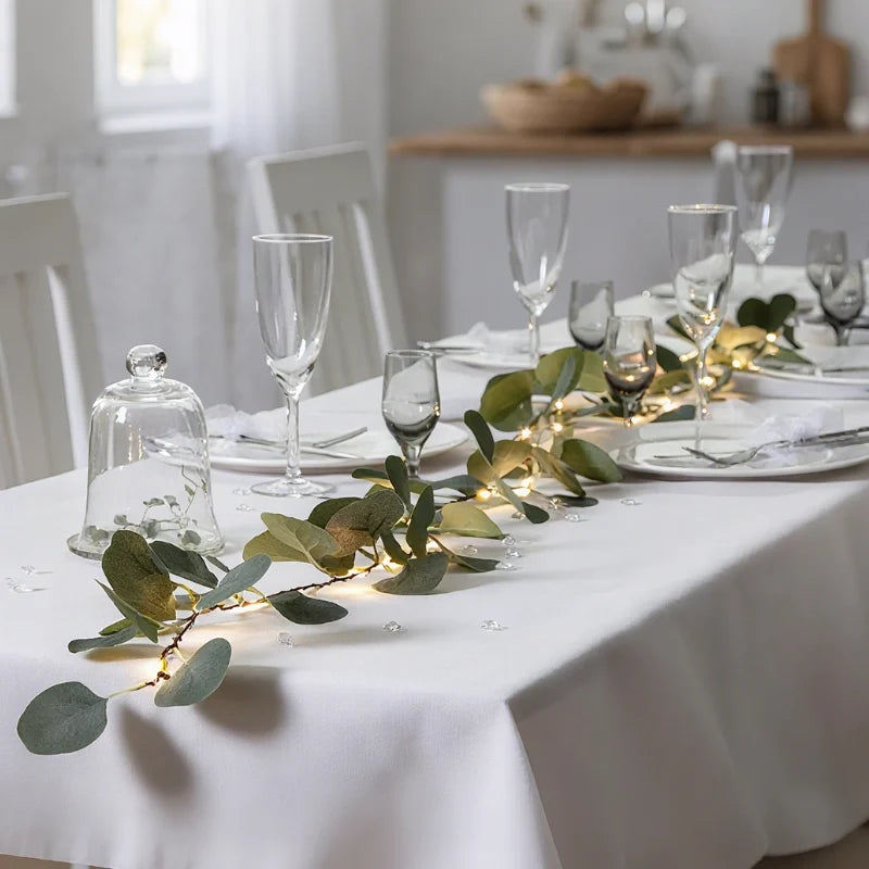 Botanical garland light string with warm white glow and natural foliage design 12