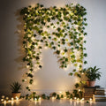 Botanical garland light string with warm white glow and natural foliage design 2