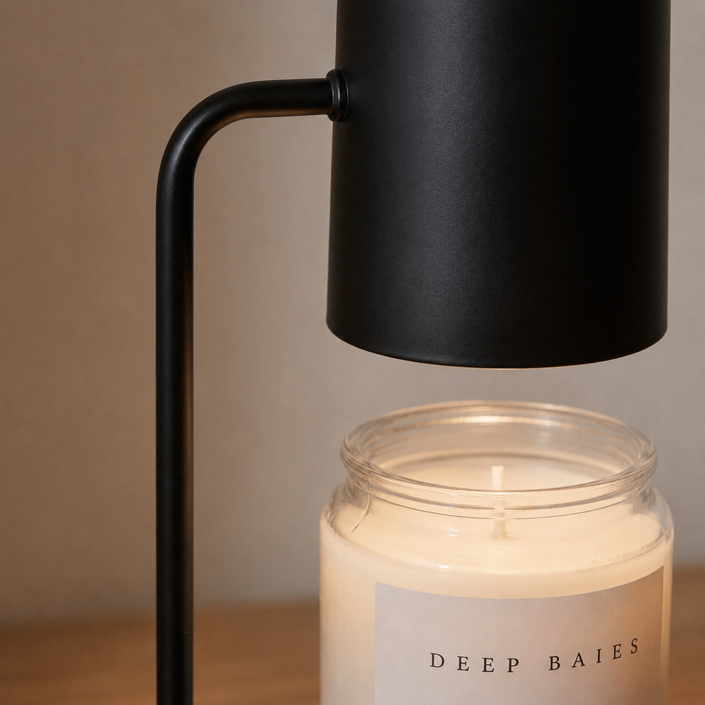 Nordic Candlewick Bedside Lamp with soft amber glow 4