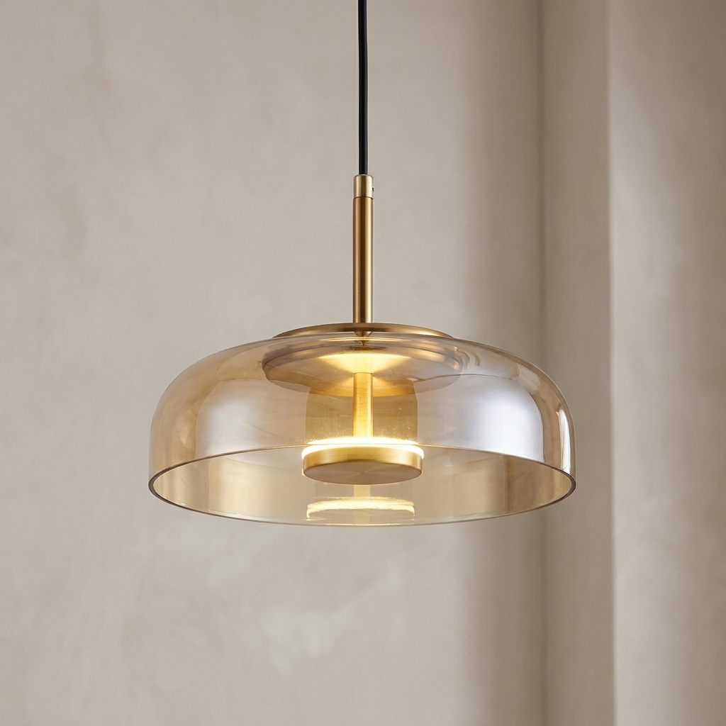 Elegant Nordic glass pendant light with a warm glow.