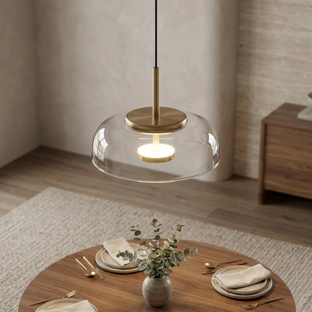 Elegant Nordic glass pendant light with a warm glow. 3