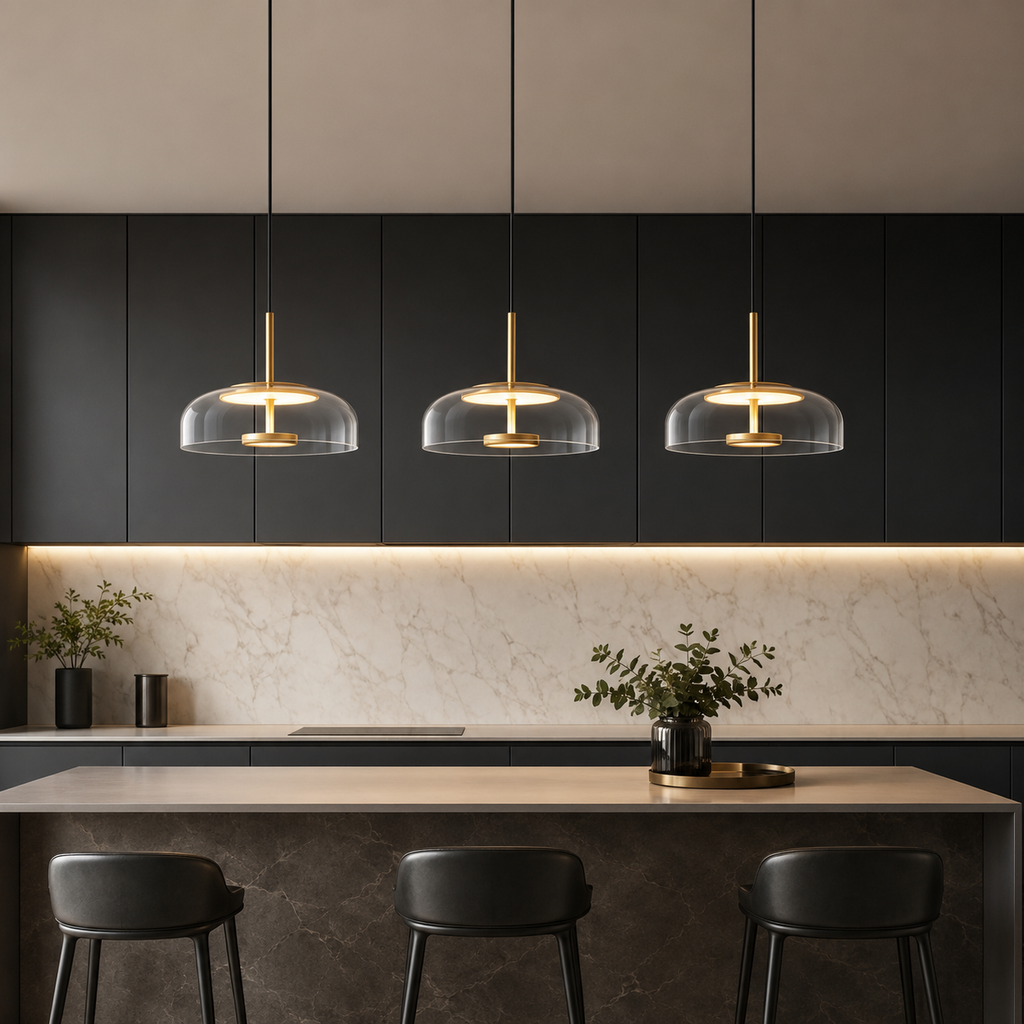 Elegant Nordic glass pendant light with a warm glow. 5