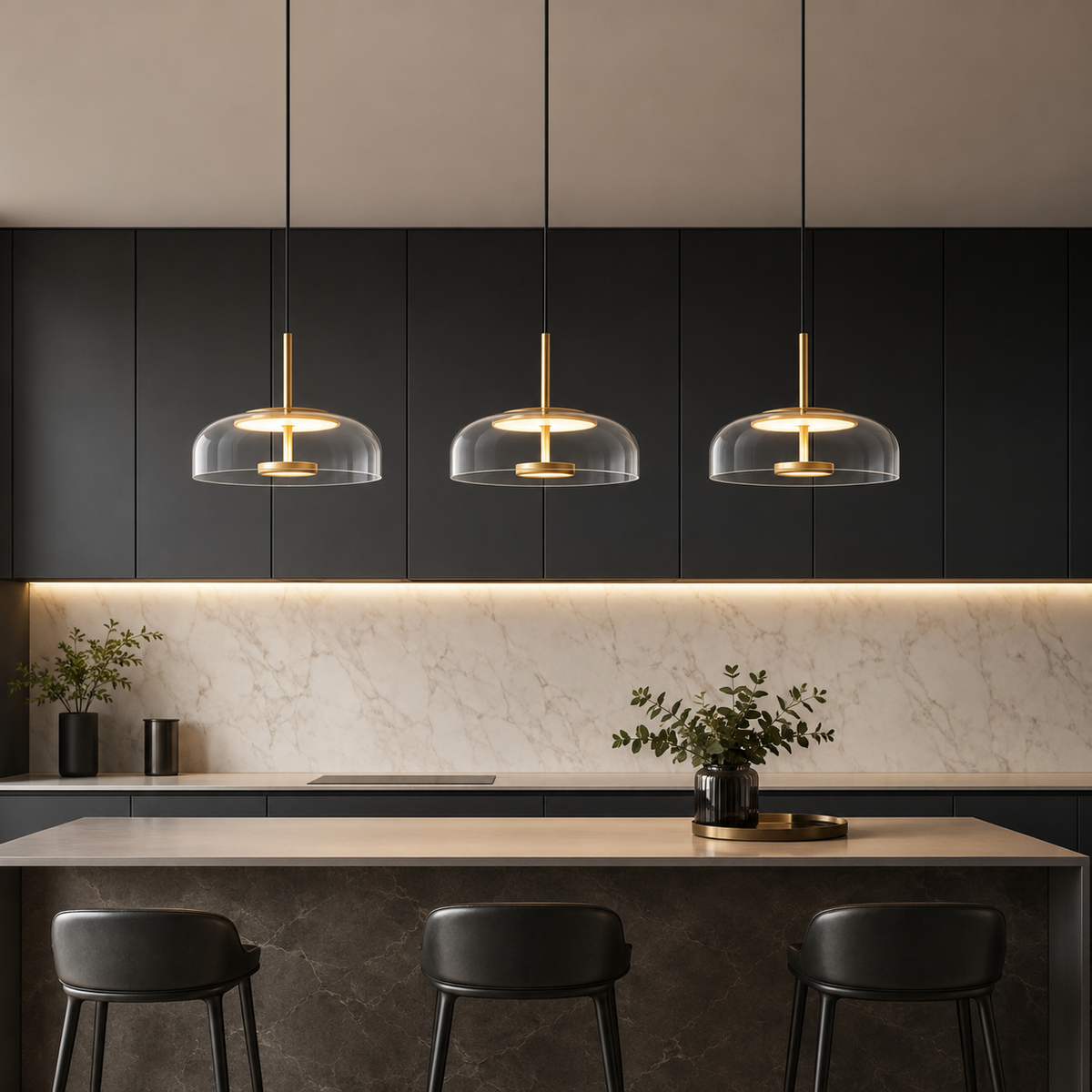 Elegant Nordic glass pendant light with a warm glow. 5