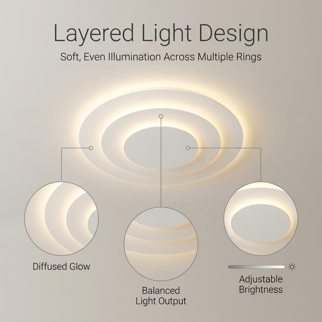 Modern Orbital Ring Ceiling Light for stylish home illumination. 4