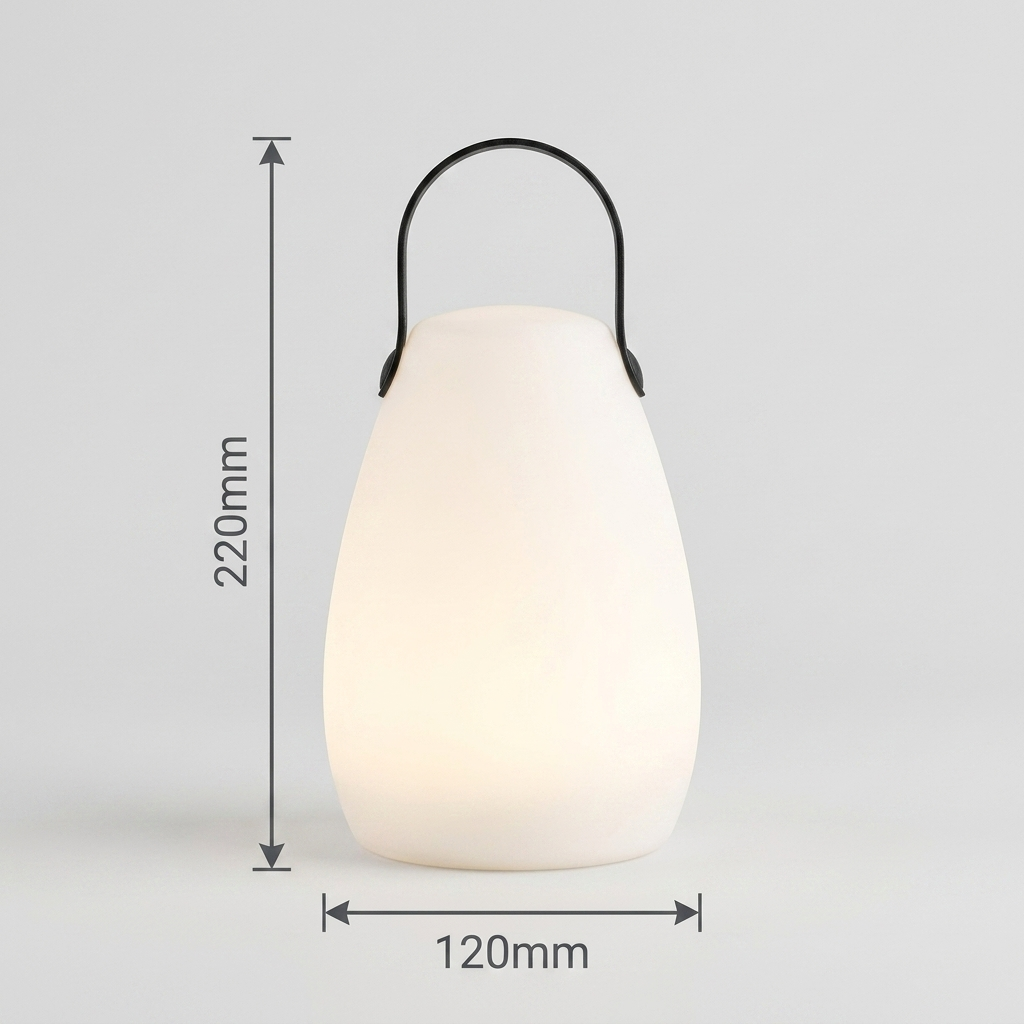 Compact portable lamp providing warm ambient light for indoor and outdoor use. 7
