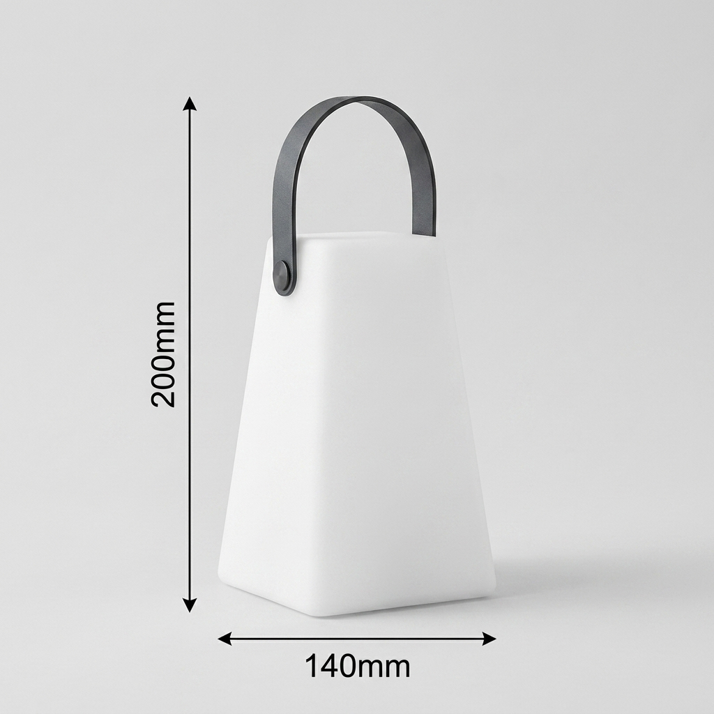 Portable ambient lamp with warm glow and carry handle. 8