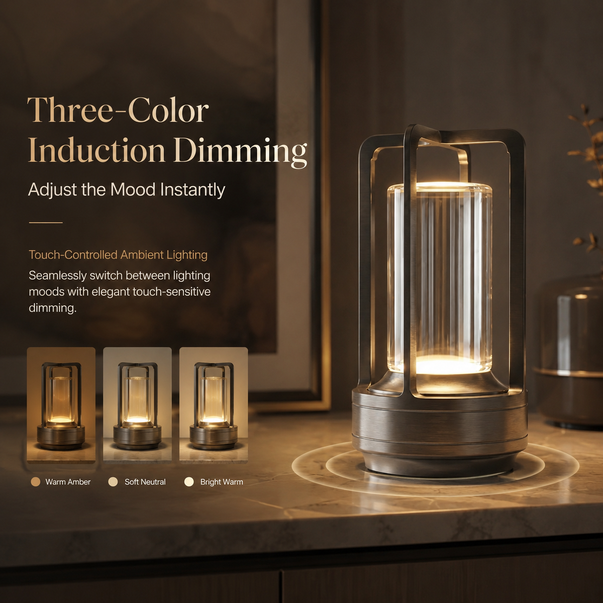 Elegant Prism Crystal Table Lamp with adjustable color temperatures. 3