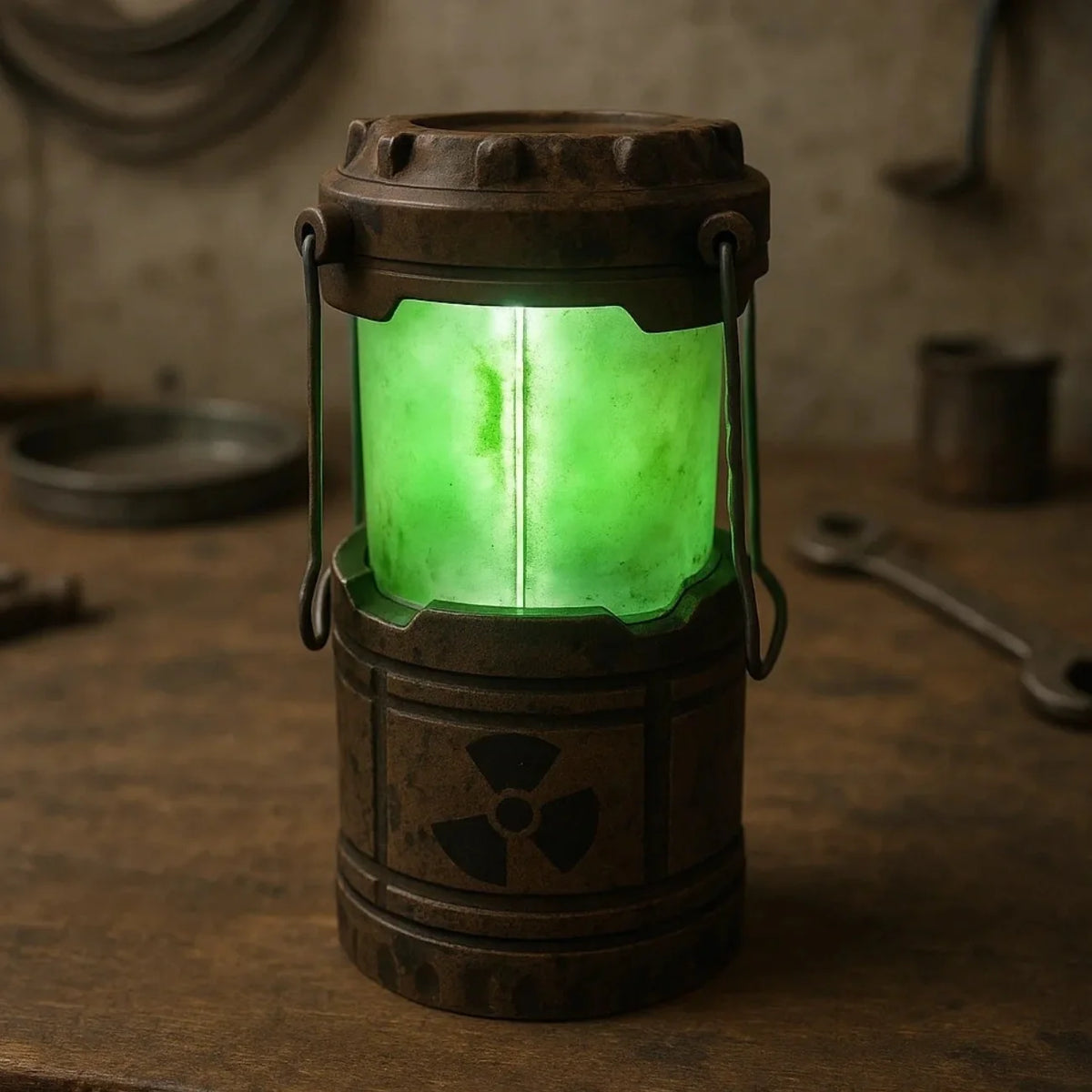 Radioactive NukeCore Lantern with glowing hazard design and radioactive core for gaming rooms