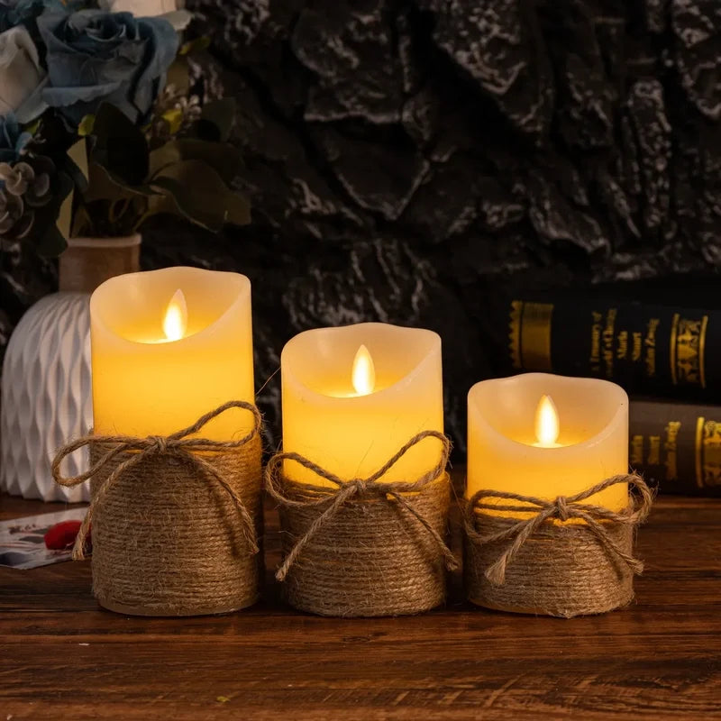 Realistic LED flameless block candles with flickering lights in multiple styles and sizes 10