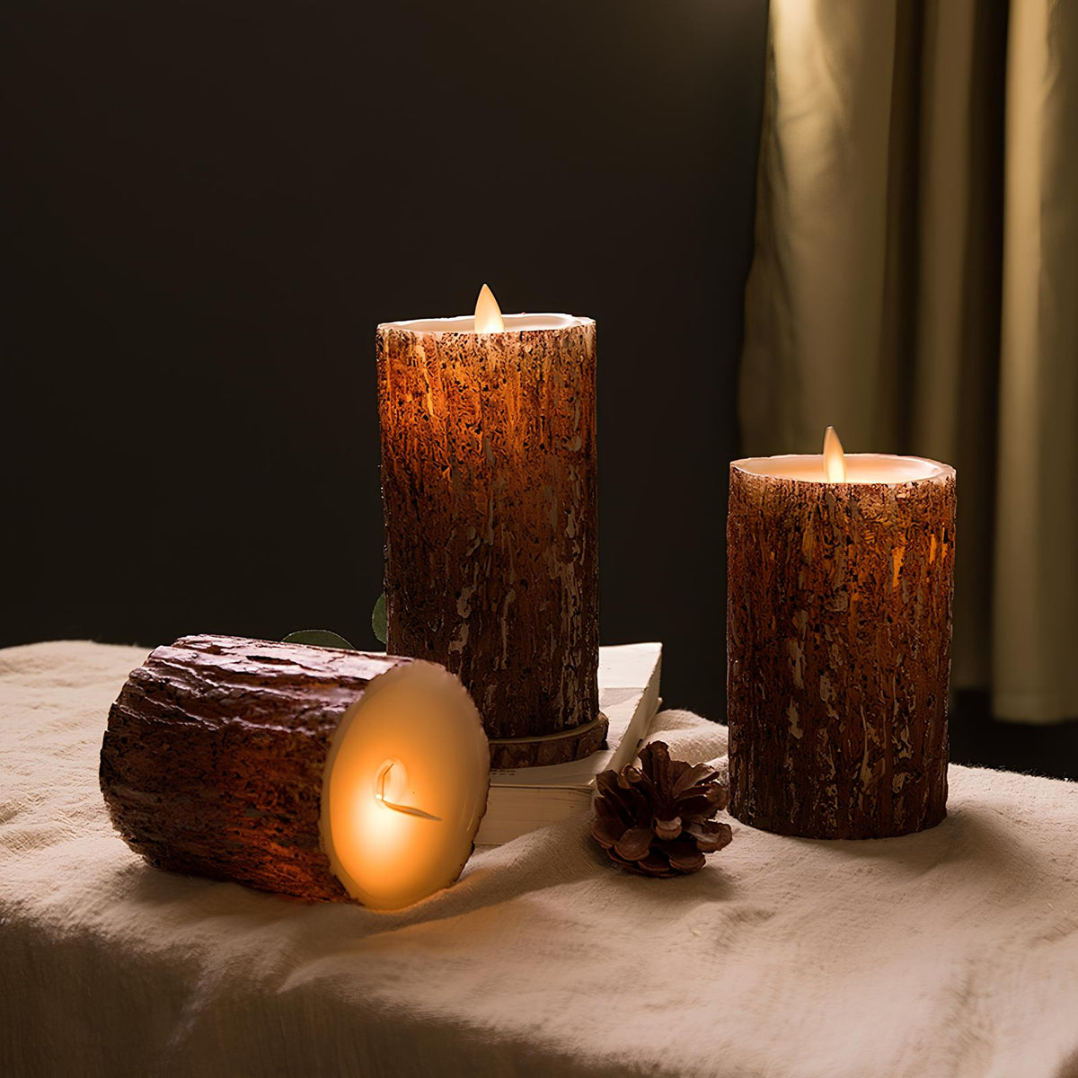 Realistic LED flameless block candles with flickering lights in multiple styles and sizes 12