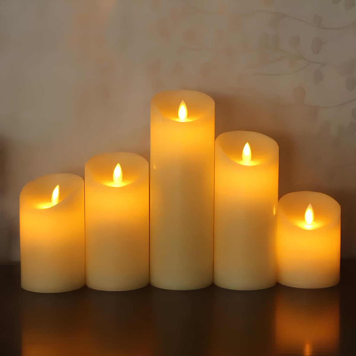 Realistic LED flameless block candles with flickering lights in multiple styles and sizes 16