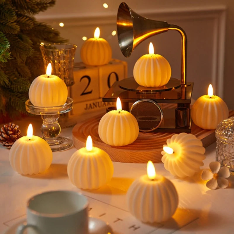 Realistic LED flameless block candles with flickering lights in multiple styles and sizes 2