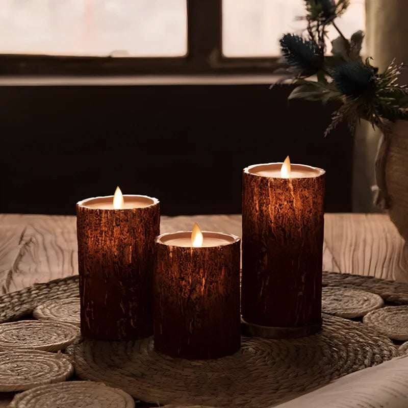 Realistic LED flameless block candles with flickering lights in multiple styles and sizes 3