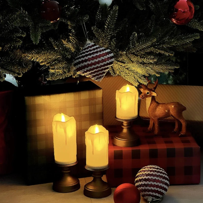Realistic LED flameless block candles with flickering lights in multiple styles and sizes 9