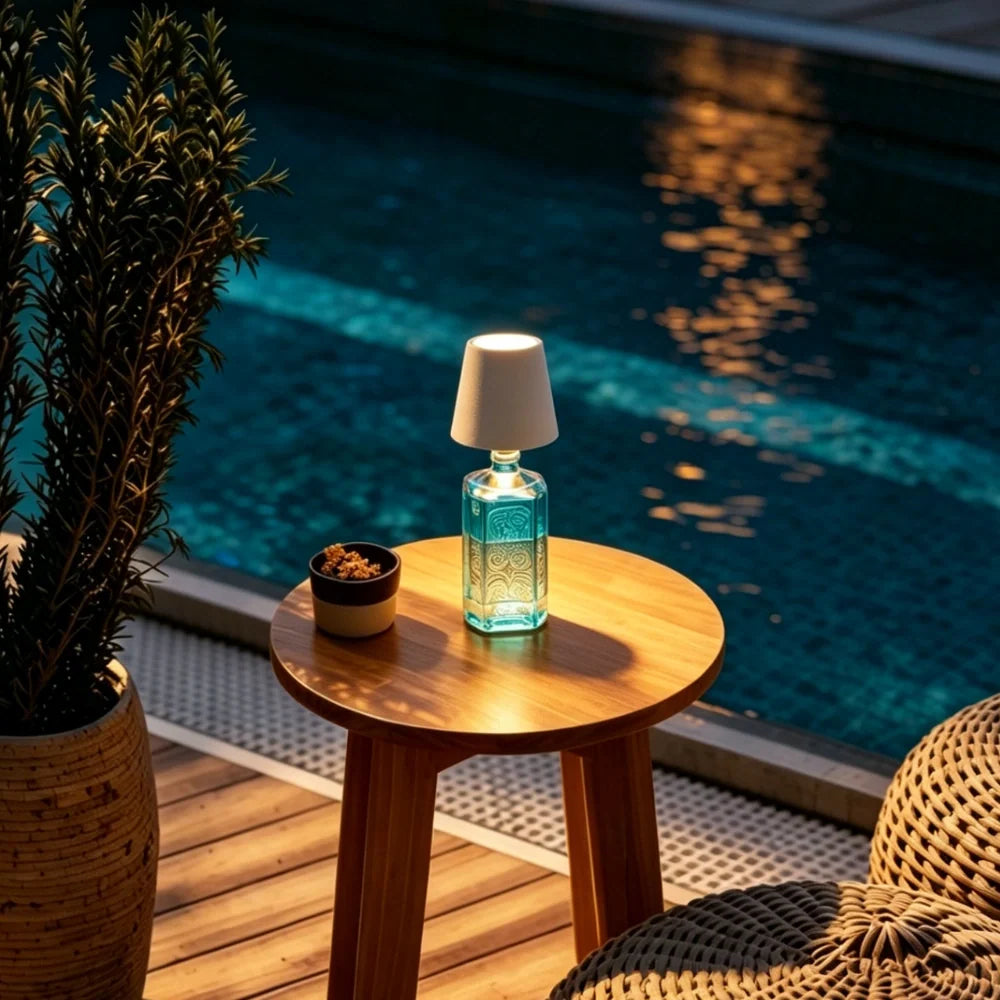 Rechargeable cordless bottle lamp with adjustable LED lighting and dimmable brightness control 16