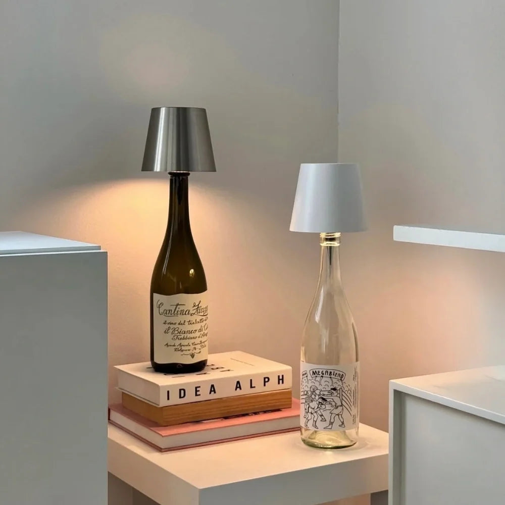 Rechargeable cordless bottle lamp with adjustable LED lighting and dimmable brightness control 19