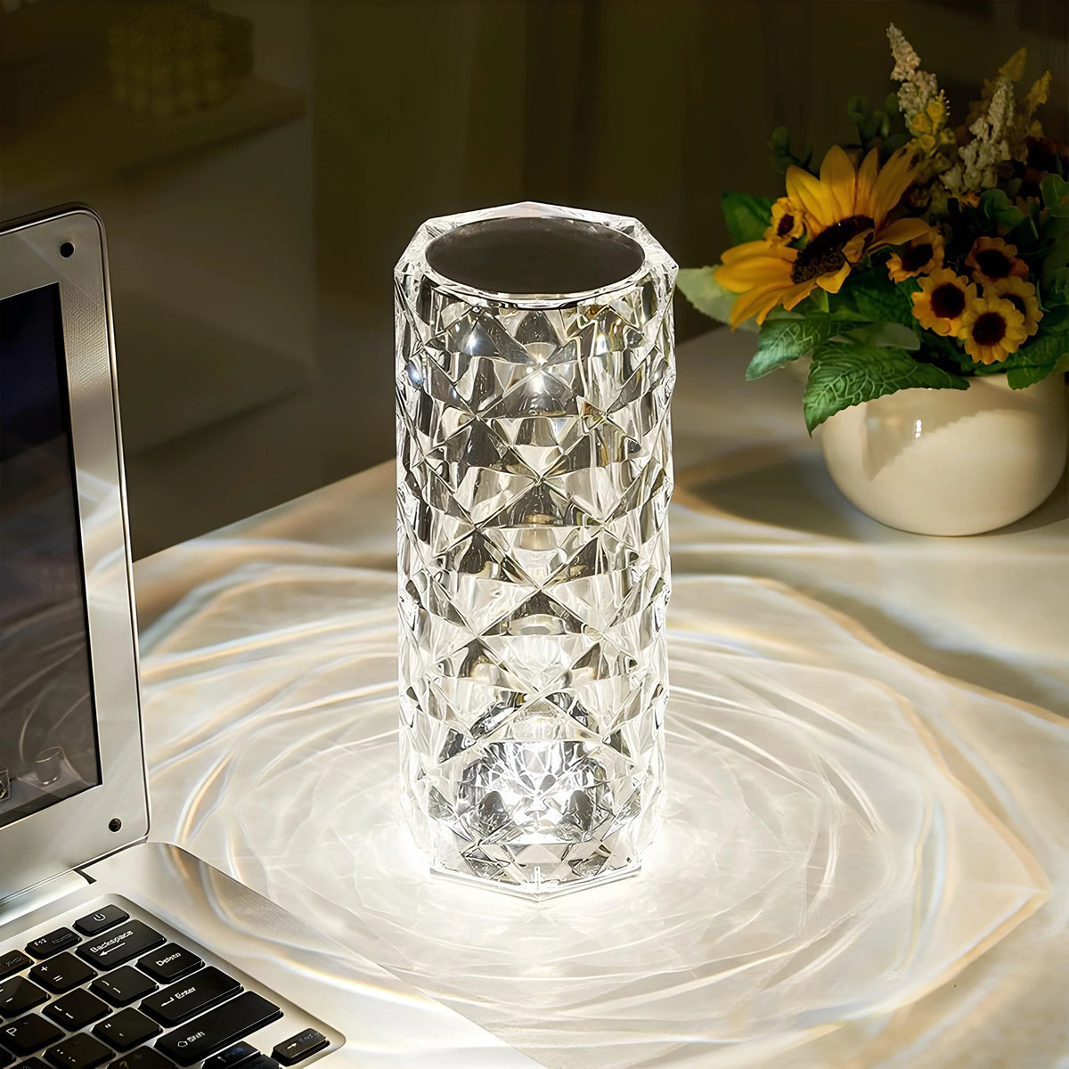 Rechargeable crystal touch table lamp with 16 color options and remote control