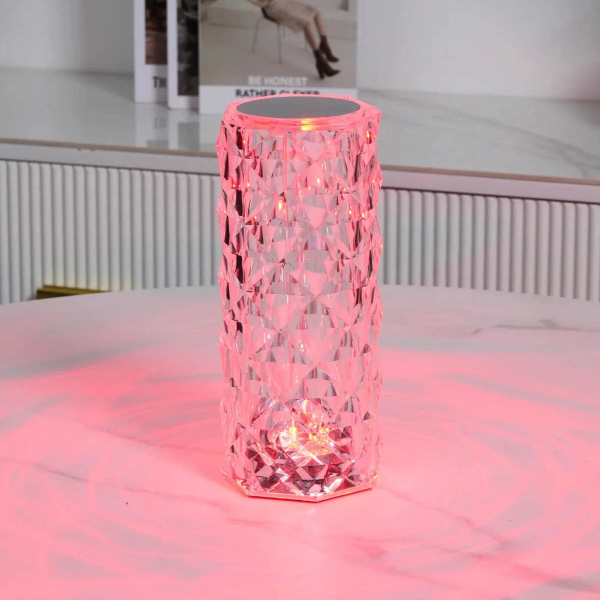 Rechargeable crystal touch table lamp with 16 color options and remote control 12