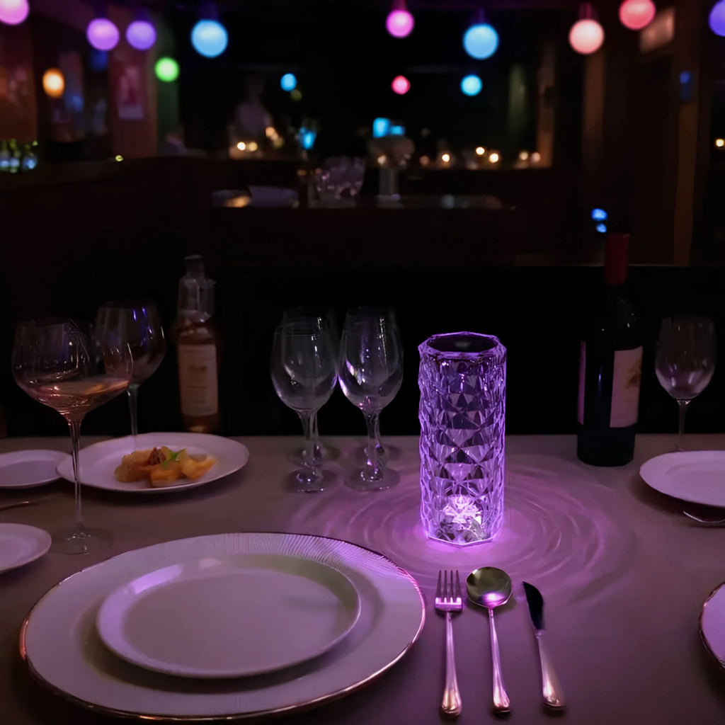 Rechargeable crystal touch table lamp with 16 color options and remote control 14