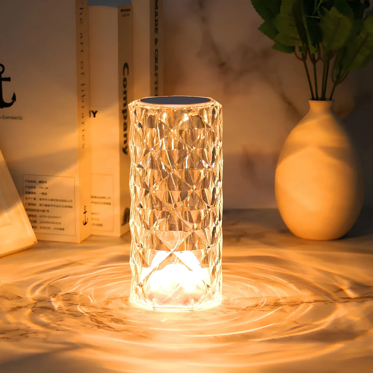 Rechargeable crystal touch table lamp with 16 color options and remote control 2