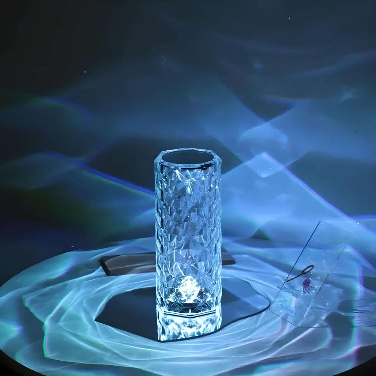 Rechargeable crystal touch table lamp with 16 color options and remote control 5