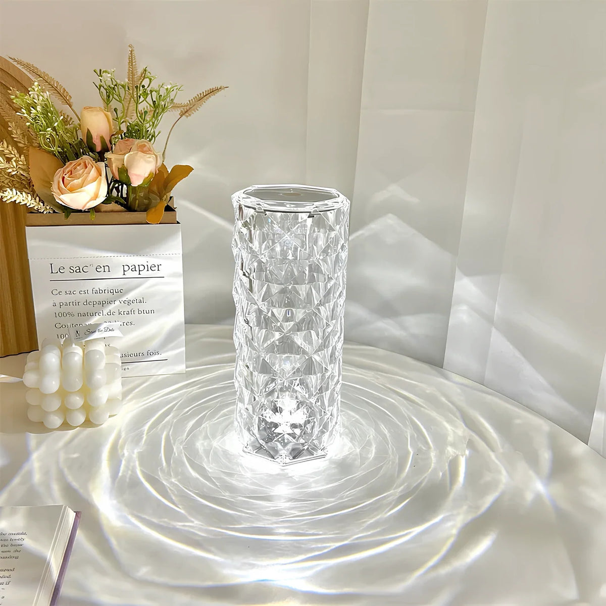 Rechargeable crystal touch table lamp with 16 color options and remote control 8