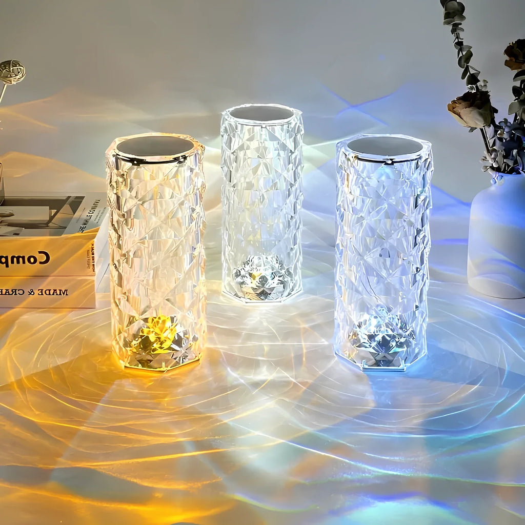 Rechargeable crystal touch table lamp with 16 color options and remote control 9