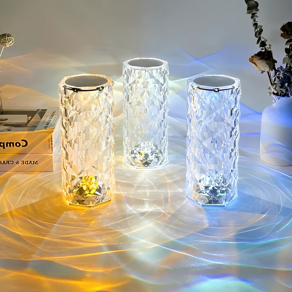 Rechargeable crystal touch table lamp with 16 color options and remote control 9