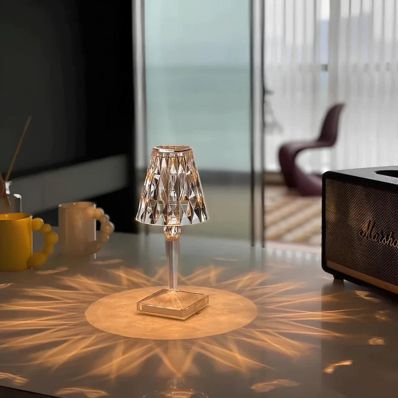 Rechargeable sparkling crystal table lamp with touch control and three lighting modes 9
