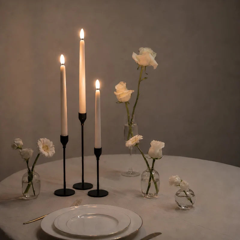 Remote-controlled flameless chandelier candles with warm-white flickering LED glow 3