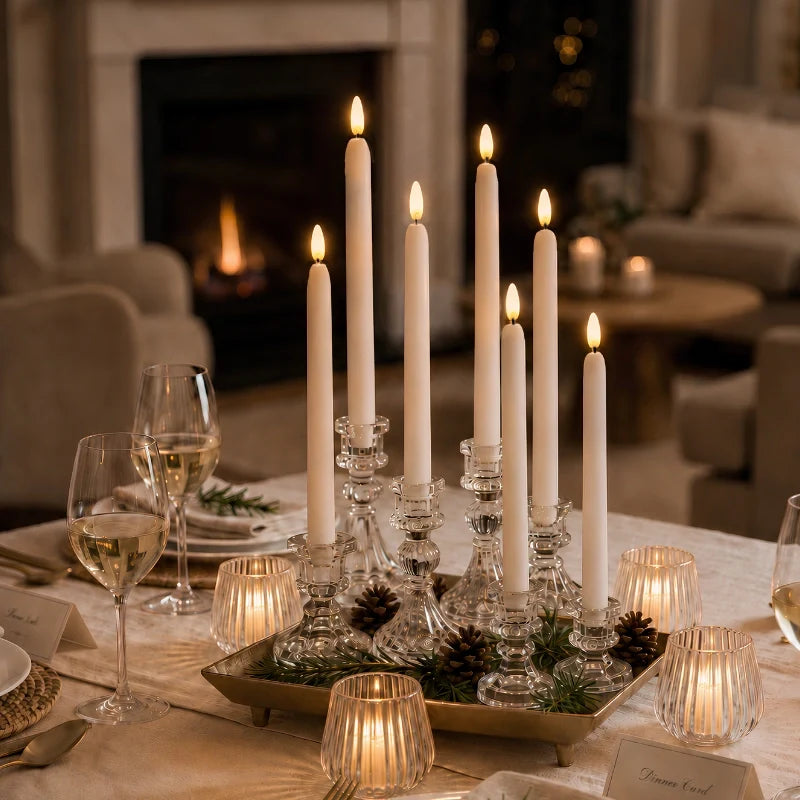 Remote-controlled flameless chandelier candles with warm-white flickering LED glow 4