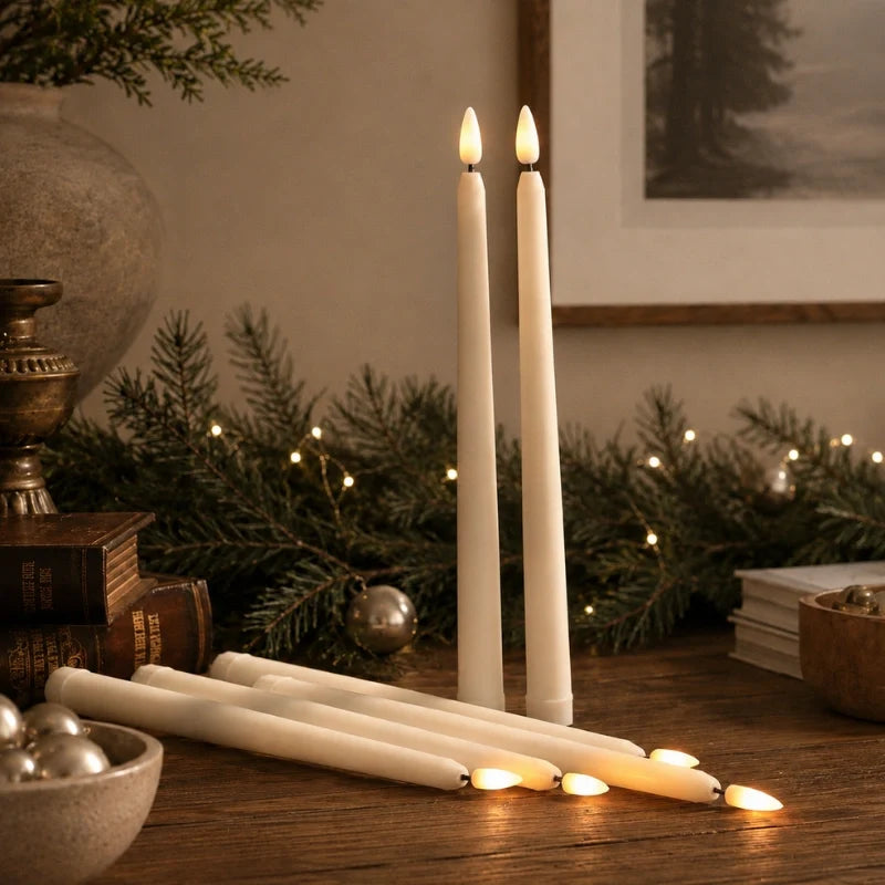 Remote-controlled flameless chandelier candles with warm-white flickering LED glow 6