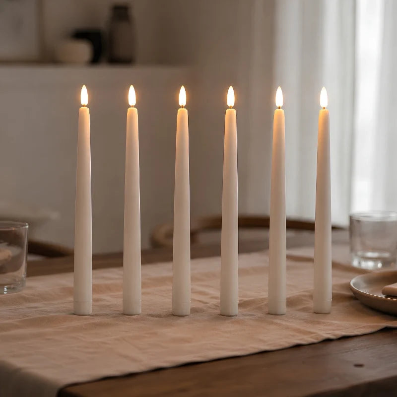 Remote-controlled flameless chandelier candles with warm-white flickering LED glow 8