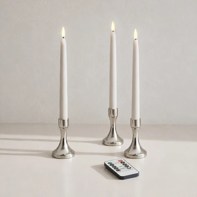 Remote-controlled flameless chandelier candles with warm-white flickering LED glow 9