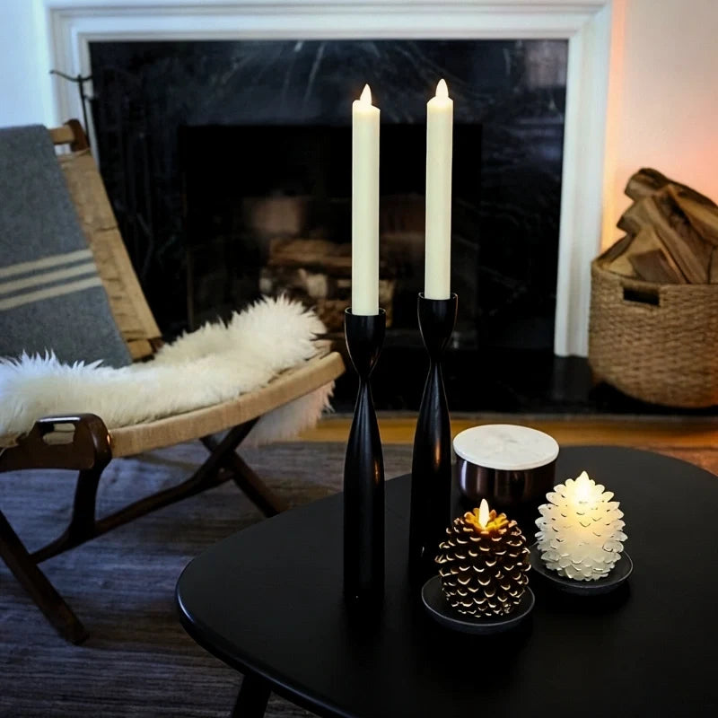 Flameless pinecone candles with LED flame effect and remote control timer 11