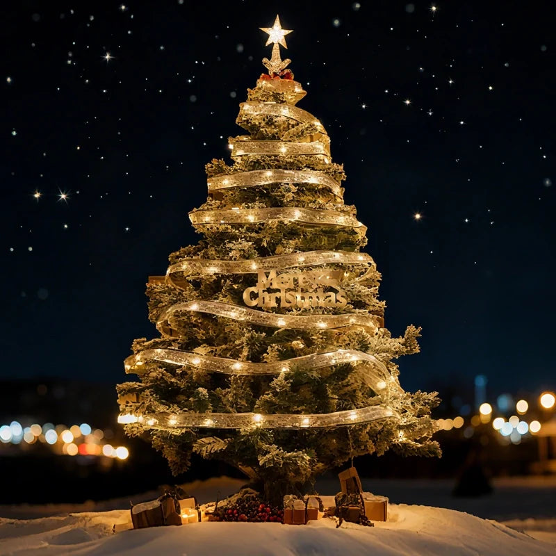 Remote-controlled illuminated silk ribbon light with warm white glow and 8 lighting modes 7