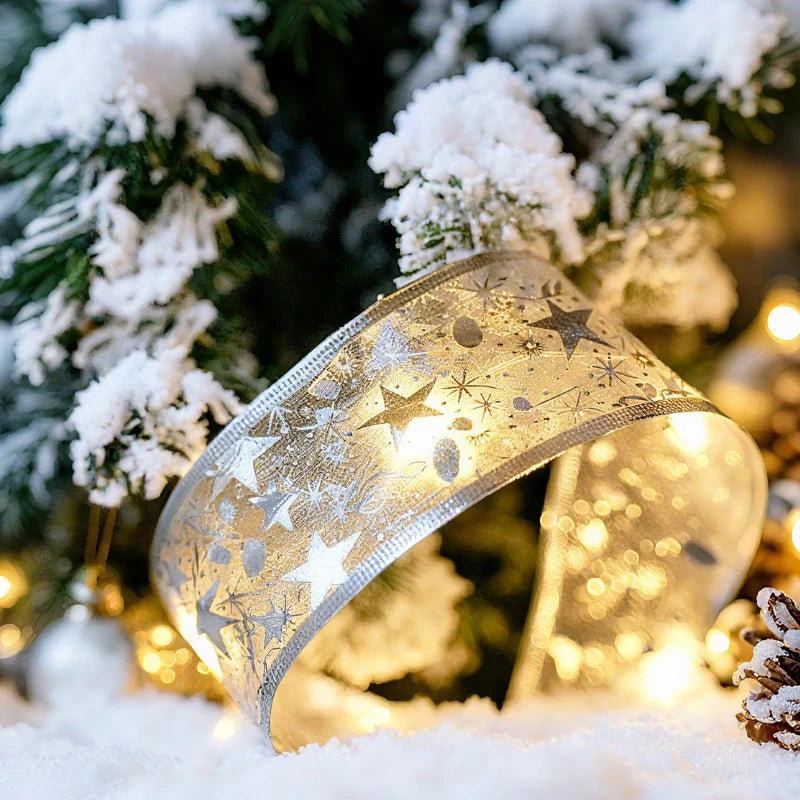 Remote-controlled illuminated silk ribbon light with warm white glow and 8 lighting modes 8