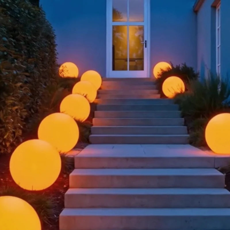 Remote-controlled spherical garden light with 16 color options for outdoor and indoor use 17