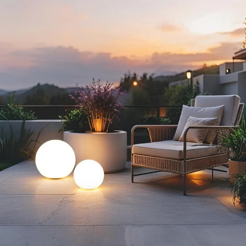 Remote-controlled spherical garden light with 16 color options for outdoor and indoor use 3