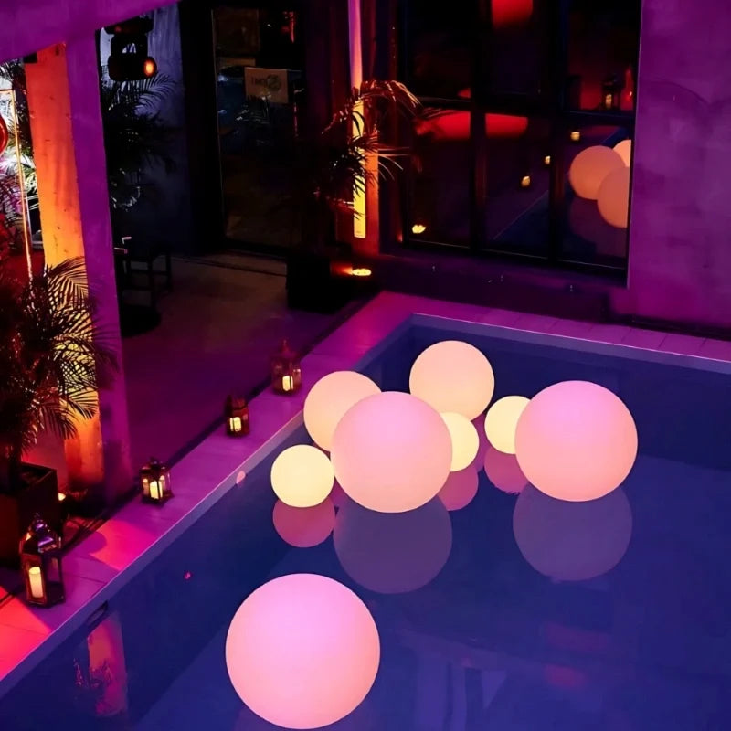 Remote-controlled spherical garden light with 16 color options for outdoor and indoor use 8