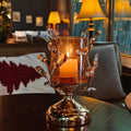 Romantic floral crystal candle holder with petal-like curves and faceted crystal-inspired details
