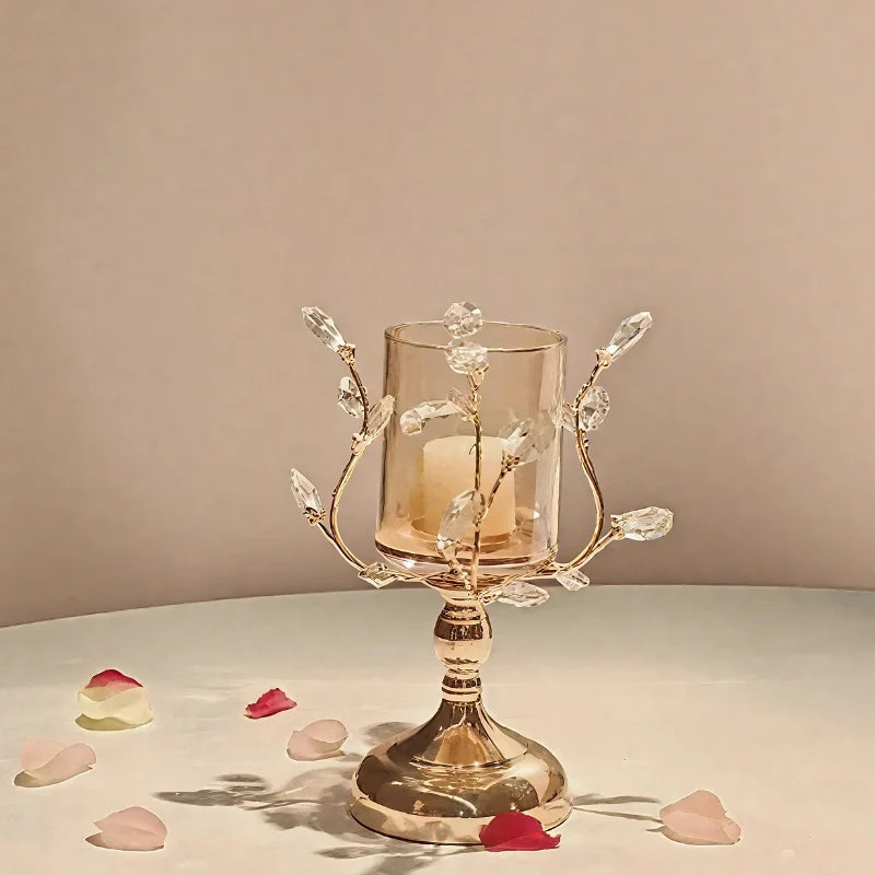 Romantic floral crystal candle holder with petal-like curves and faceted crystal-inspired details 13