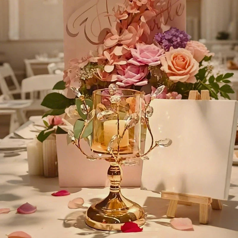 Romantic floral crystal candle holder with petal-like curves and faceted crystal-inspired details 3
