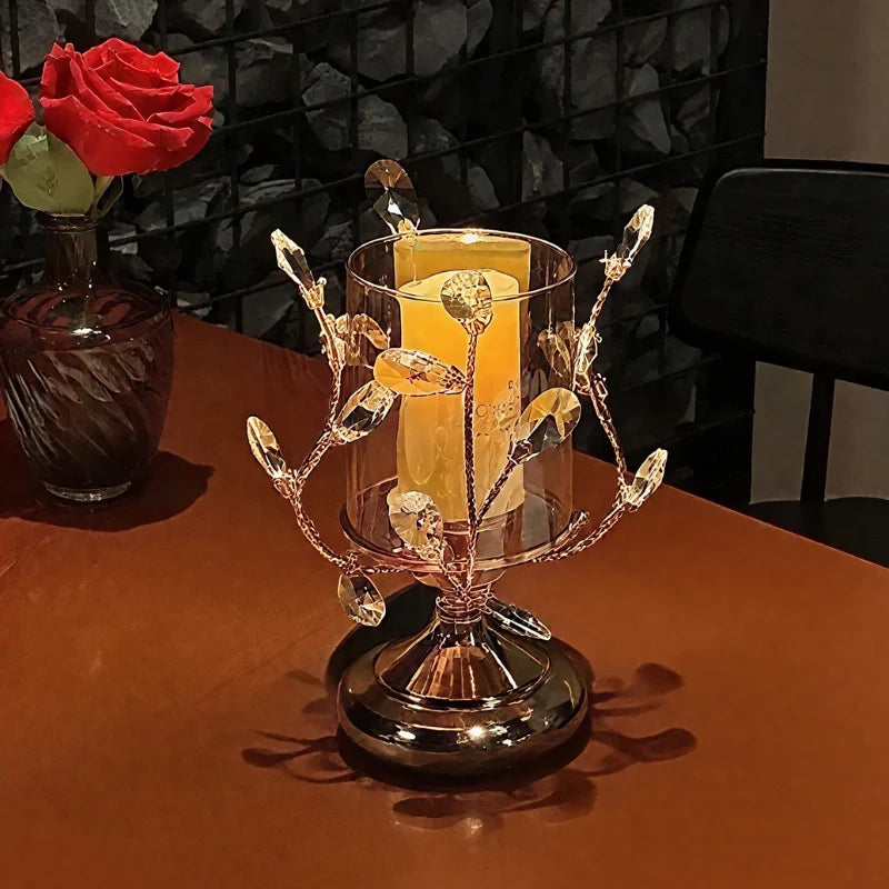 Romantic floral crystal candle holder with petal-like curves and faceted crystal-inspired details 7