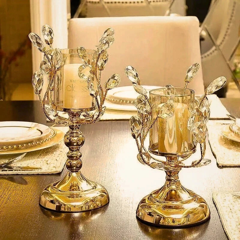 Romantic floral crystal candle holder with petal-like curves and faceted crystal-inspired details 8